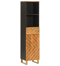 Badschrank Braun und Schwarz 38x33,5x160 cm Massivholz Mango