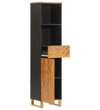 Badschrank Braun und Schwarz 38x33,5x160 cm Massivholz Mango