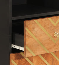 Badschrank Braun und Schwarz 38x33,5x160 cm Massivholz Mango