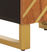 Badschrank Braun und Schwarz 38x33,5x160 cm Massivholz Mango