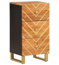 Beistellschrank Braun und Schwarz 40x33,5x75 Massivholz Mango