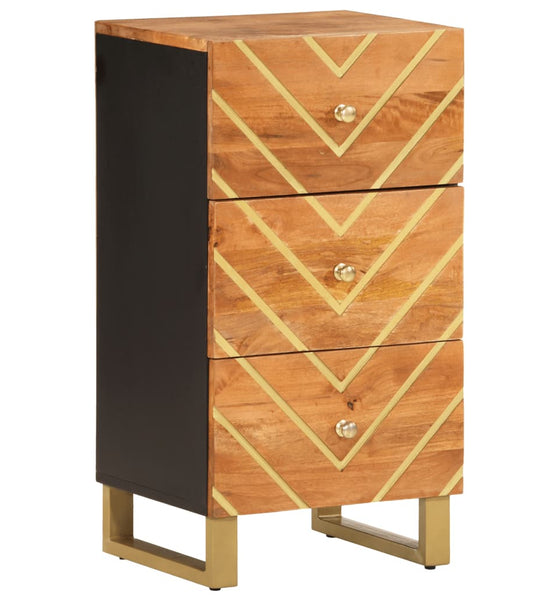 Beistellschrank Braun und Schwarz 40x33,5x75 Massivholz Mango