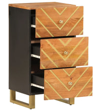 Beistellschrank Braun und Schwarz 40x33,5x75 Massivholz Mango