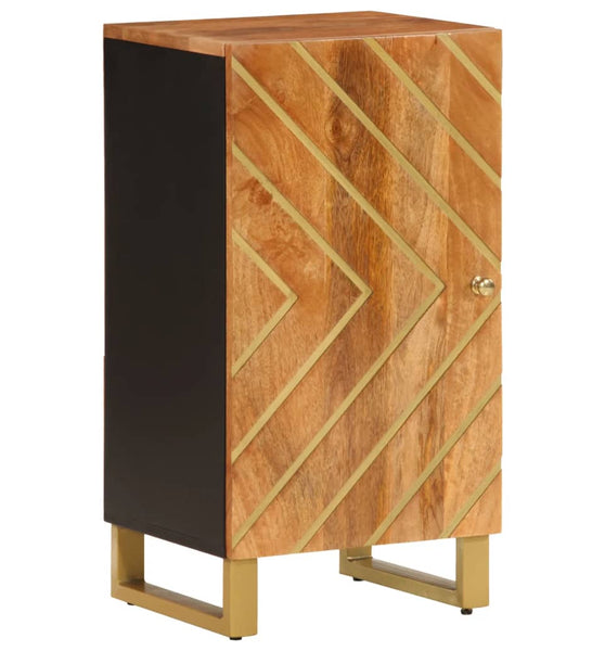 Beistellschrank Braun und Schwarz 40x33,5x75 Massivholz Mango