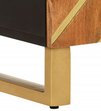 Beistellschrank Braun und Schwarz 40x33,5x75 Massivholz Mango