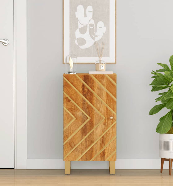 Beistellschrank Braun und Schwarz 40x33,5x75 Massivholz Mango