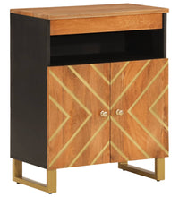 Beistellschrank Braun und Schwarz 60x33,5x75cm Massivholz Mango