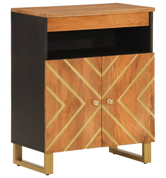 Beistellschrank Braun und Schwarz 60x33,5x75cm Massivholz Mango