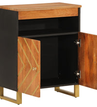 Beistellschrank Braun und Schwarz 60x33,5x75cm Massivholz Mango