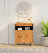 Beistellschrank Braun und Schwarz 60x33,5x75cm Massivholz Mango