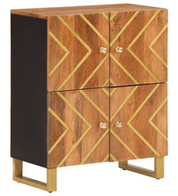 Beistellschrank Braun und Schwarz 60x33,5x75cm Massivholz Mango