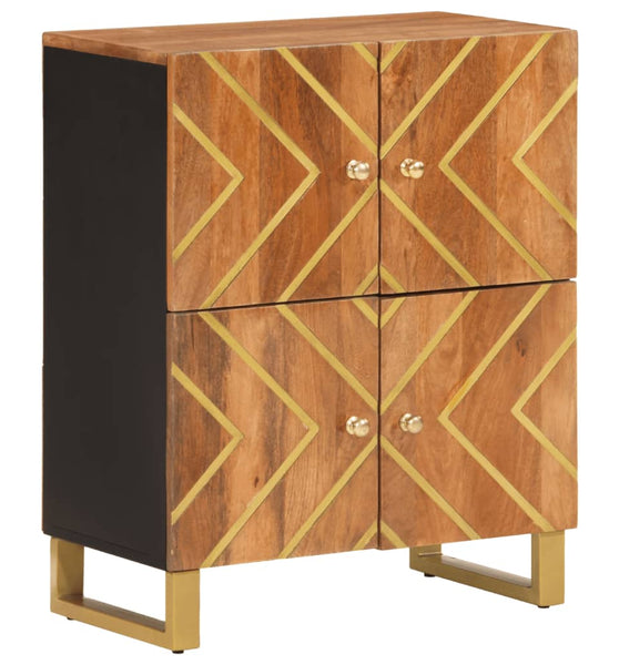 Beistellschrank Braun und Schwarz 60x33,5x75cm Massivholz Mango