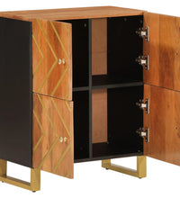 Beistellschrank Braun und Schwarz 60x33,5x75cm Massivholz Mango