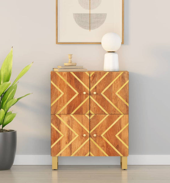 Beistellschrank Braun und Schwarz 60x33,5x75cm Massivholz Mango