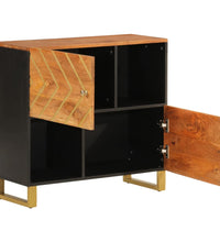 Beistellschrank Braun und Schwarz 80x33,5x75 Massivholz Mango