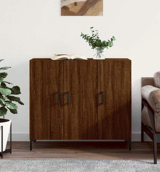 Sideboard Braun Eichen-Optik 90x34x80 cm Holzwerkstoff