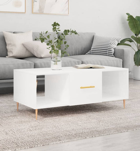 Couchtisch Hochglanz-Weiß 102x50x40 cm Holzwerkstoff