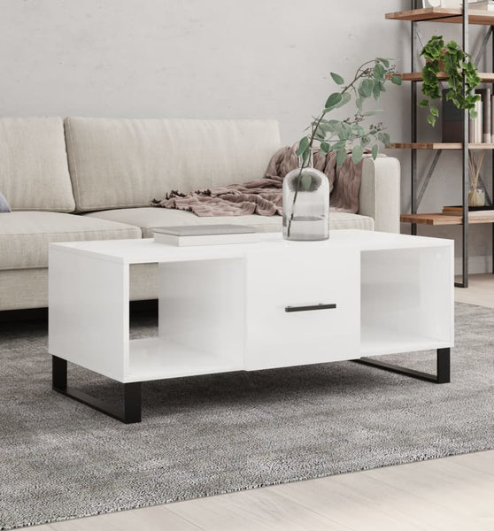 Couchtisch Hochglanz-Weiß 102x50x40 cm Holzwerkstoff