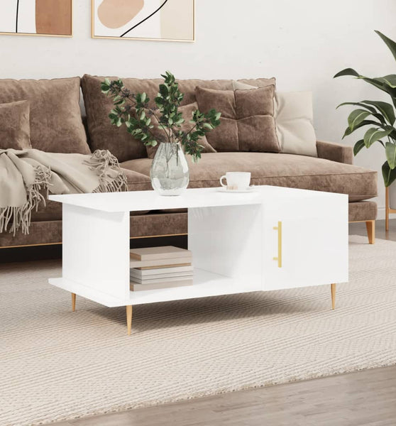 Couchtisch Hochglanz-Weiß 90x50x40 cm Holzwerkstoff