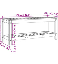 Gartenbank Schwarz 108x35x45 cm Massivholz Kiefer