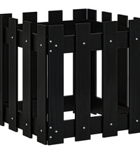 Pflanzkübel Lattenzaun-Design Schwarz 40x40x40 cm Kiefernholz