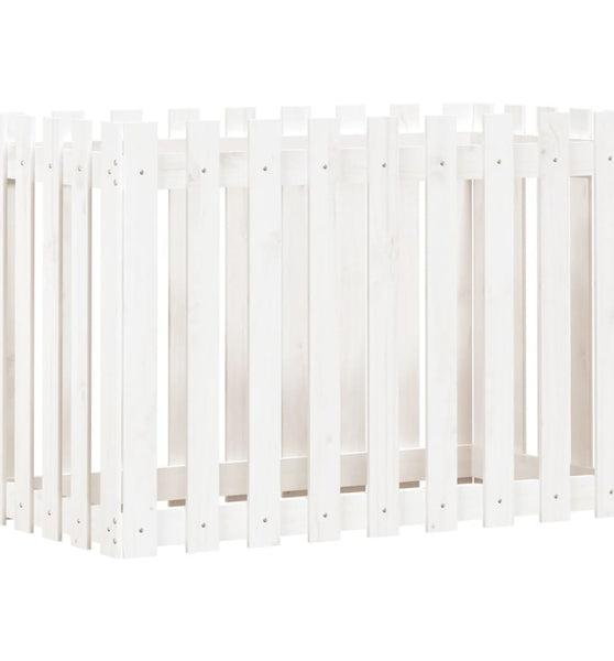 Hochbeet Lattenzaun-Design Weiß 100x50x70 cm Massivholz Kiefer
