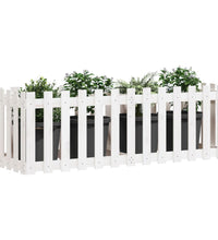 Hochbeet Lattenzaun-Design Weiß 150x50x50 cm Massivholz Kiefer