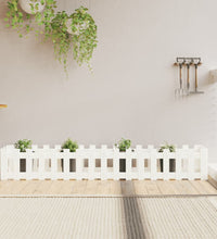 Hochbeet Lattenzaun-Design Weiß 200x30x30 cm Massivholz Kiefer