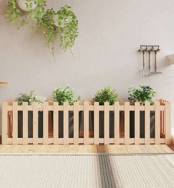 Hochbeet Lattenzaun-Design 200x50x50 cm Massivholz Kiefer