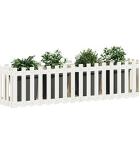 Hochbeet Lattenzaun-Design Weiß 200x50x50 cm Massivholz Kiefer