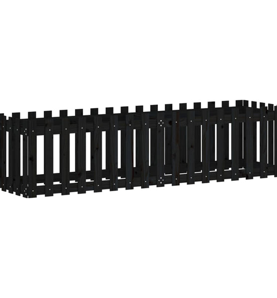 Hochbeet Latten-Design Schwarz 200x50x50 cm Massivholz Kiefer