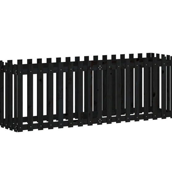 Hochbeet Latten-Design Schwarz 200x50x70 cm Massivholz Kiefer