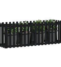 Hochbeet Latten-Design Schwarz 200x50x70 cm Massivholz Kiefer