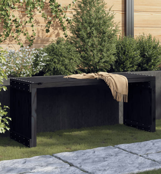 Gartenbank Ausziehbar Schwarz 212,5x40,5x45cm Massivholz Kiefer