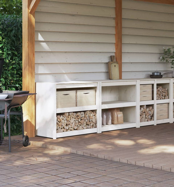 Outdoor-Küchenschränke 2 Stk. Weiß Massivholz Kiefer