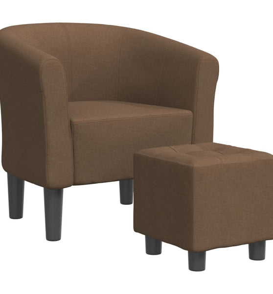Clubsessel mit Fußhocker Braun Stoff
