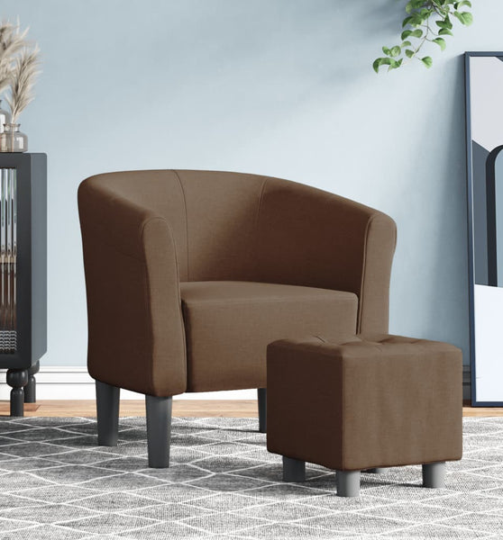 Clubsessel mit Fußhocker Braun Stoff