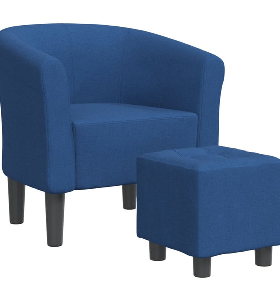 Clubsessel mit Fußhocker Blau Stoff