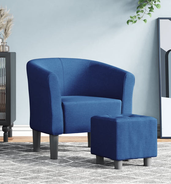 Clubsessel mit Fußhocker Blau Stoff