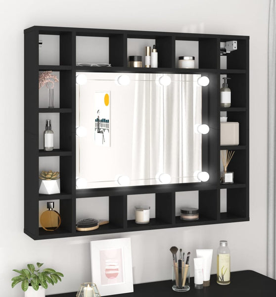 LED-Spiegelschrank Schwarz 91x15x76,5 cm