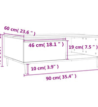 Couchtisch Grau Sonoma 90x60x35 cm Holzwerkstoff