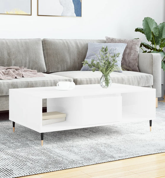 Couchtisch Hochglanz-Weiß 104x60x35 cm Holzwerkstoff