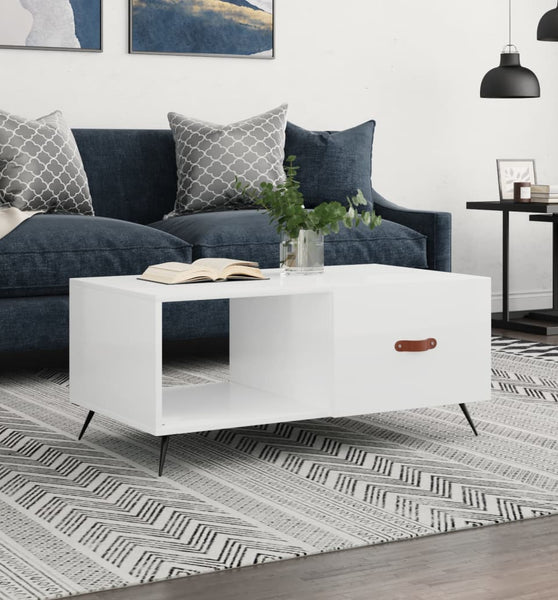 Couchtisch Hochglanz-Weiß 90x50x40 cm Holzwerkstoff