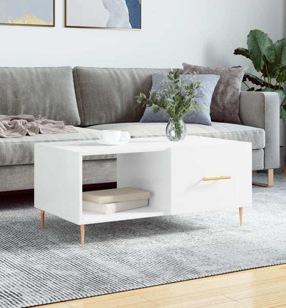 Couchtisch Hochglanz-Weiß 90x50x40 cm Holzwerkstoff