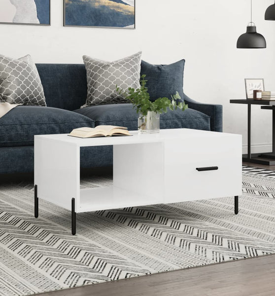 Couchtisch Hochglanz-Weiß 90x50x40 cm Holzwerkstoff