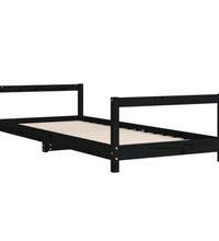 Kinderbett Schwarz 80x200 cm Massivholz Kiefer