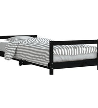 Kinderbett Schwarz 90x200 cm Massivholz Kiefer