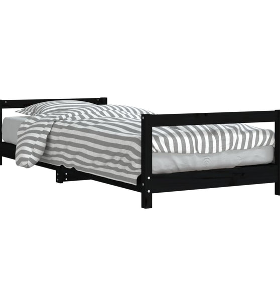 Kinderbett Schwarz 90x200 cm Massivholz Kiefer
