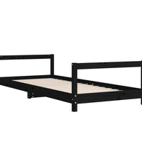 Kinderbett Schwarz 90x200 cm Massivholz Kiefer