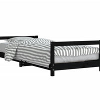 Kinderbett Schwarz 90x190 cm Massivholz Kiefer